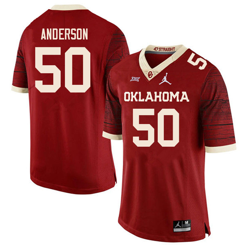 Oklahoma Sooners #50 Ben Anderson College Football Jerseys Sale-Retro